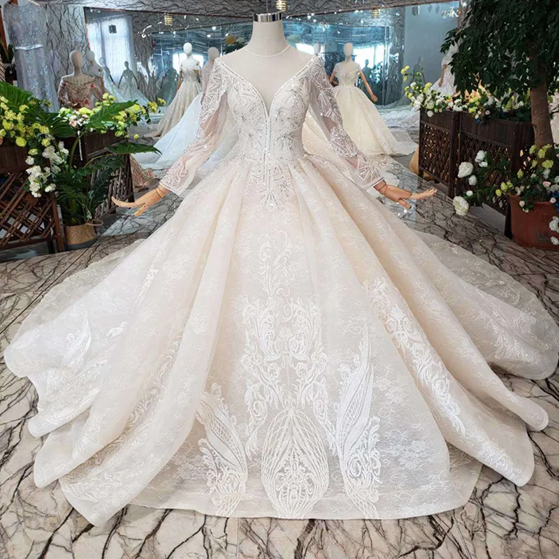 HTL251 Jancember Gaun Pengantin Kristal, Gaun Pengantin dengan Ekor Panjang Cina Guangzhou Online