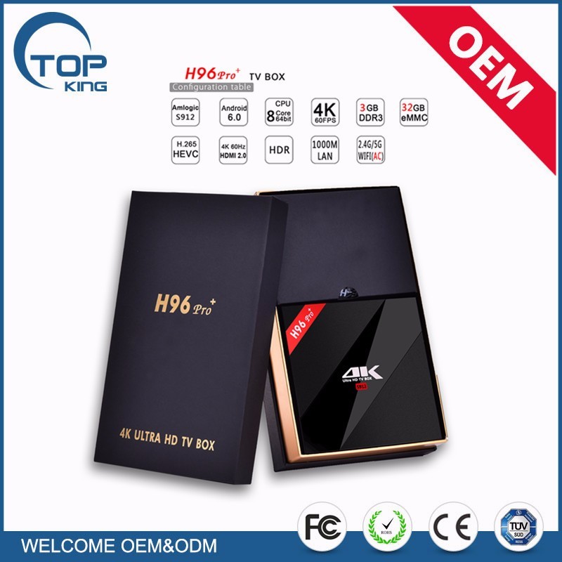 H96 Pro Plus Octa Core Android 6.0 TV Box Amlogic S912 3G/32G 2.4G/5 GHz WIFI Bluetooth 4 K DLNA Google Play Set Top Box