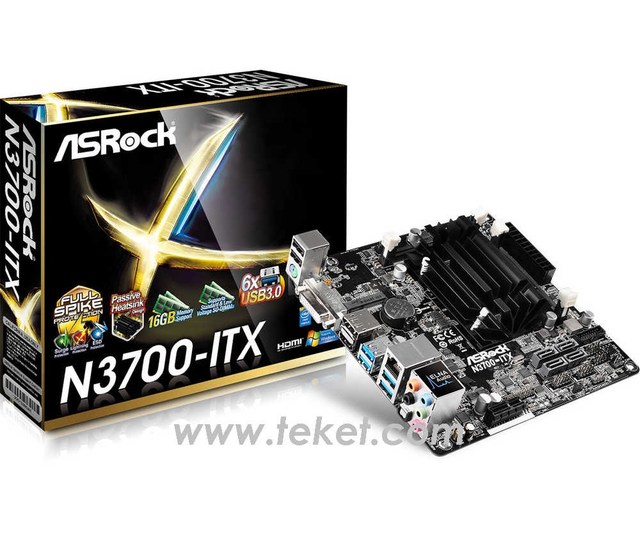 Asrock MINI-ITX Motherboard Intel Pentium N3700 2.4Ghz with Intel HD Graphic N3700-ITX Fanless