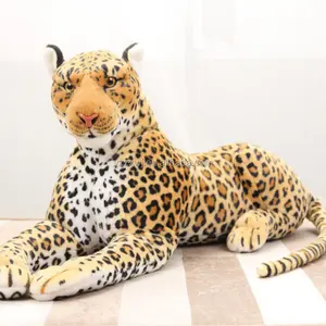 Amostra grátis Realista pelúcia leopardo brinquedo pelúcia tamanho grande simulação Leopardo brinquedo de pelúcia Personalizado Pelúcia Animal Selvagem Pelúcia