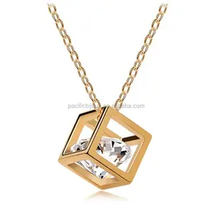 6k Золотая кубическая подвеска ожерелье ювелирные изделия недорогое ожерелье ювелирные изделия