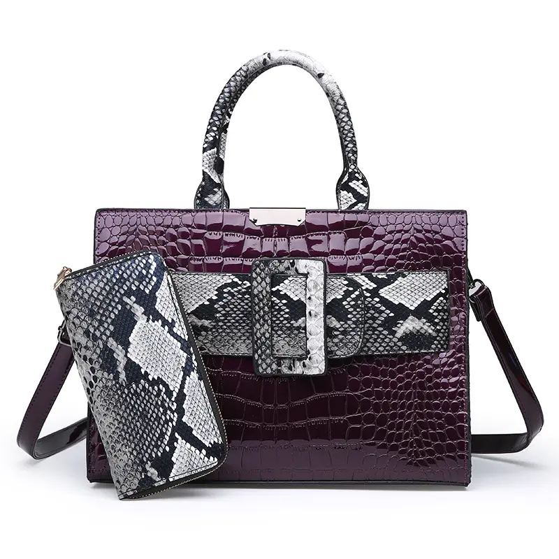 New fashion pu leather bag ladies handbag snake pattern leather tote bag