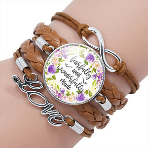 Moda Salmo treccia bracciale arte immagine stampa vetro cupola ciondoli in pelle braccialetto bibbia versetto citazione gioielli regalo per Christian - Product Image 4