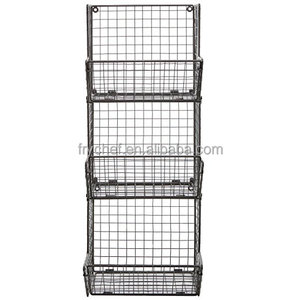 Rustico In Metallo Filo di 3 Tier Parete della Cucina di Frutta Produrre Bin Rack/Bagno Asciugamano Cestini/Organizzatore di File Cremagliera - Product Image 4