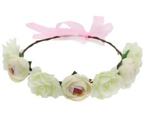 Ajustable <span class=keywords><strong>tela</strong></span> <span class=keywords><strong>de</strong></span> novia corona Rosa diadema Artificial guirnaldas <span class=keywords><strong>de</strong></span> <span class=keywords><strong>flores</strong></span> para las niñas - Product Image 3