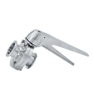 SS304 SS316L Food Grade Stainless Steel Manual Weld/Clamp/Threading/Union Butterfly Valves
