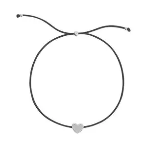 Dainty Friendship Bracelet Adjustable Nylon Colored Black cord bracelet with gold heart