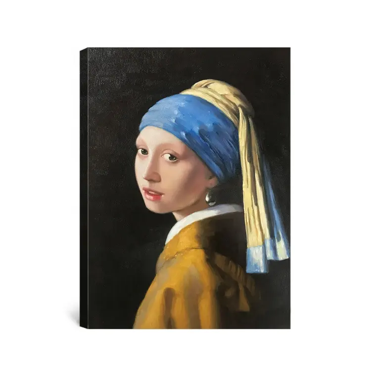 Handgeschilderde Johannes Vermeer beroemde schilderij reproductie Meisje met de Parel olieverf