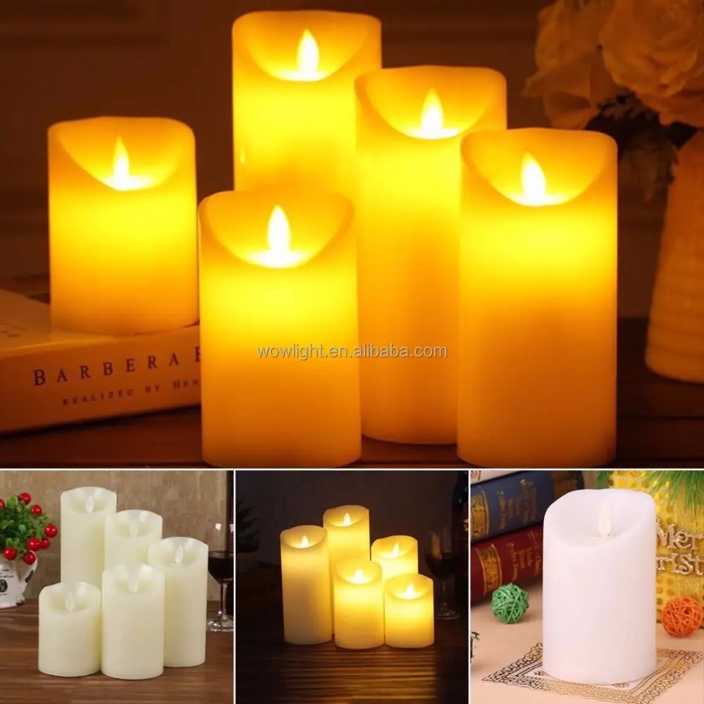 Simulation LED Flameless Carve Swing Flickering Candle Romantic Night Light