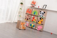 Boîte de rangement en cube de jouets en tissu de coton et de lin écologique en gros pour enfants