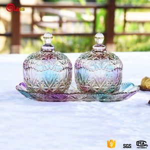 Coloré Faveurs Mini Conception Cristal Sucre Bol De Bonbons <span class=keywords><strong>Bocal</strong></span> En Verre Avec Couvercle - Product Image 1