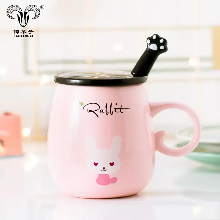 White Mug Rabbit Cup Ceramic Creative Cute Rabbit Handle Coffee