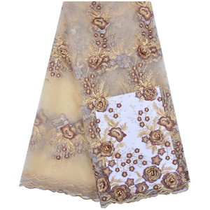 Tissu de dentelle brodée africaine avec fleurs 3D perlées Tissu de dentelle Tulle Robes de Dubaï pour femmes <span class=keywords><strong>1233</strong></span> - Product Image 2