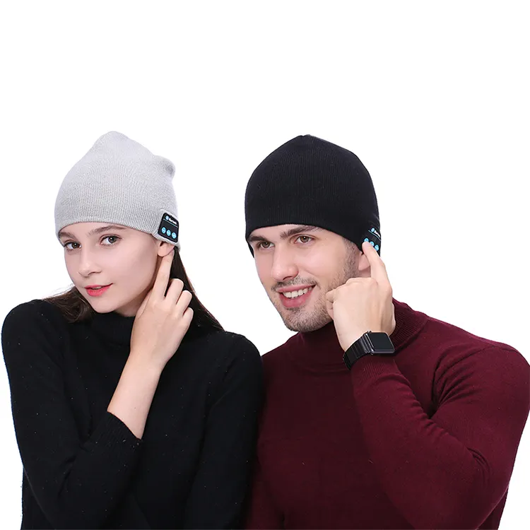 CALION özel akıllı kış şapka basit müzik kablosuz kulaklık spor 5.0 bluetooth renkli özel örme kulaklık Beanie