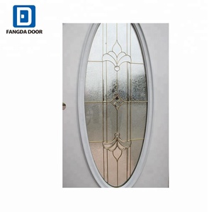Porte d'entrée en acier Fangda avec grandes insérations de verre ovales, position extérieure, finition moderne manuelle - Product Image 2