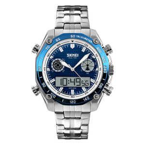 <span class=keywords><strong>Montre</strong></span>-bracelet numérique à quartz en acier inoxydable Skmei 1204 de marque originale, montres étanches pour hommes - Product Image 3