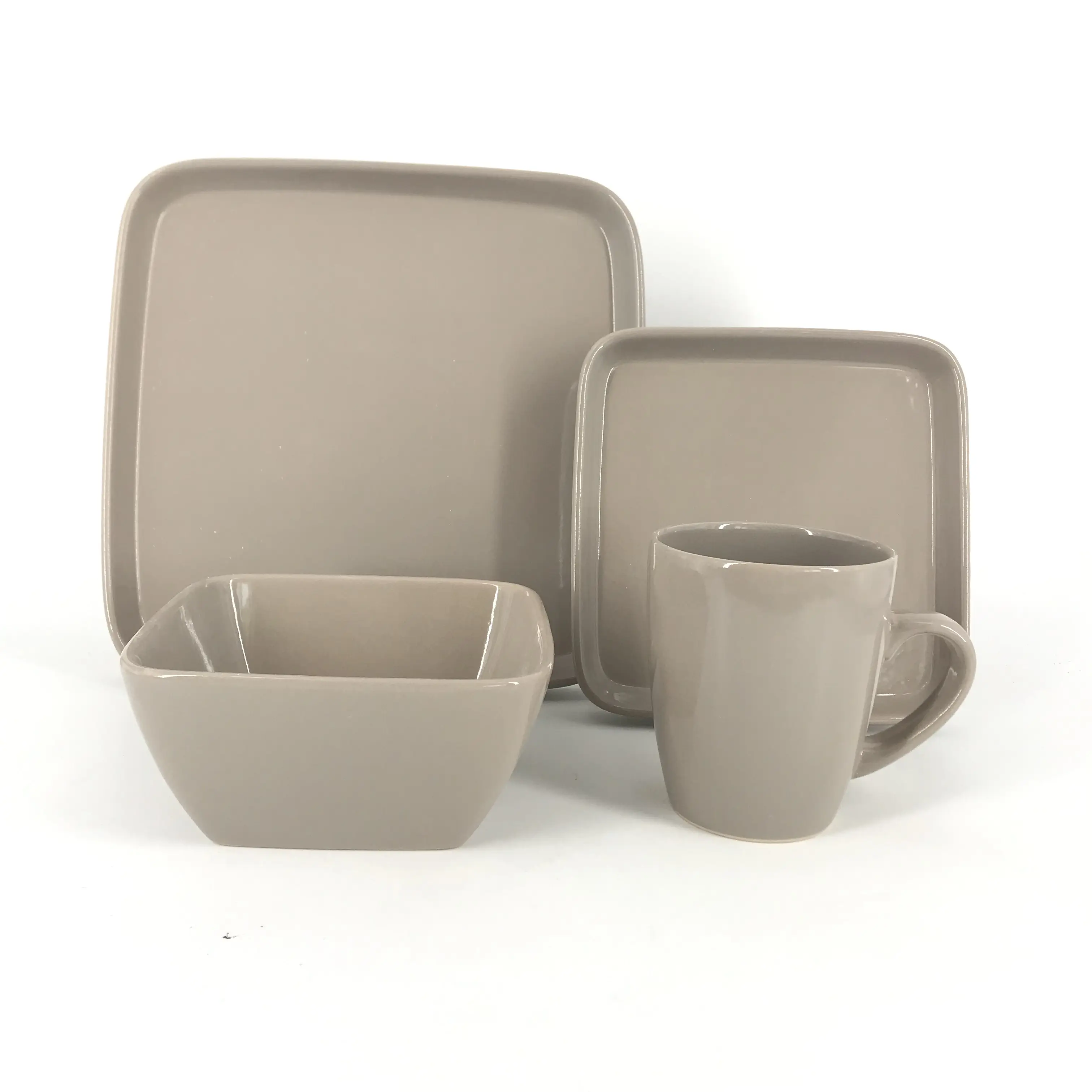 square shape stoneware solid color glazed 16pcs dinnerware set