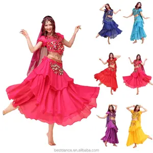 Bestdance indian bellydance kostum set wanita tari kinerja set 3 lapisan rok set oem