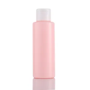 Plastik lüks kozmetik şişe 100 Ml pembe plastik Pet şişe şişe ile pompa püskürtücü