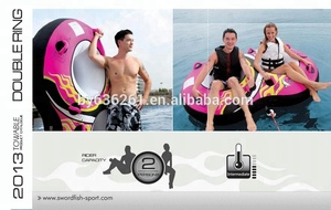 Two Riders <strong>Towable</strong> &amp; Inflatable Surfing Boat Tube Double Ring Water <strong>Towable</strong> Tube - Product Image 4