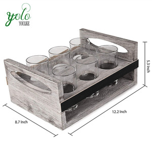 Ensemble de service de planche de vol de bière avec panneaux de tableau noir et 6 verres à bière de dégustation, portable avec poignée, stockage de <span class=keywords><strong>verre</strong></span> à <span class=keywords><strong>vin</strong></span> de bar - Product Image 3