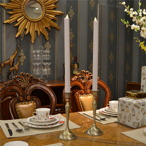 Battery Operated 15 Inch Moving Flame White Led <strong>Taper</strong> <strong>Candles</strong> - Product Image 5