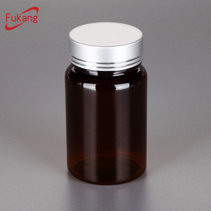 Bouteille ronde en plastique PET de 4 oz avec couvercle à rabat brun, bouteille ronde en plastique PET ambrée pour médicaments - Product Image 2