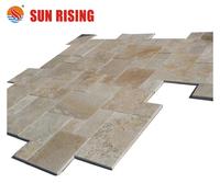 Prix du marbre beige travertin de conception tendance, motif français pour carrelage de sol