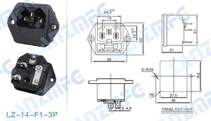 LZ-14-F1 10A 250V ปลั๊กไฟแบบ 3 ขา พร้อมฟิวส์ในตัว ช่องเสียบ IEC <span class=keywords><strong>C14</strong></span> พร้อมฟิวส์แบบ IEC และสกรู - Product Image 6