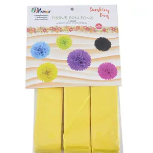 3pk good selling factory price yellow color paper pom pom decorations