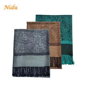 मुलायम रेशमी दो टोन विंटेज Jacquard प्रतिवर्ती पैस्ले पश्मीना शॉल लपेटें दुपट्टा