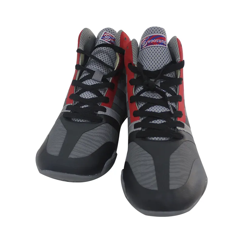 Woosung boxing equipment professional high top PU leather training boxing shoes