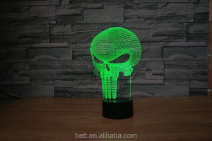 Toque de mordern 3d punisher skull 3d llevó la lámpara de la ilusión óptica - Product Image 2