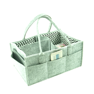 Portátil fácil limpieza bebé pañal carrito colgante tela sentía bolsa de <span class=keywords><strong>pañales</strong></span> organizador con correa de cuero - Product Image 3