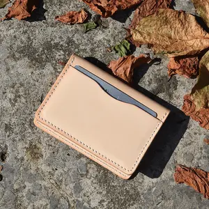 Premium vegetable tanning leather credit card wallet,card holder leather