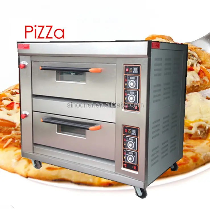 Baker 'S Magic Assistant 2 Dek 4 Nampan Gas Oven Roti Pizza dengan Batu Keramik
