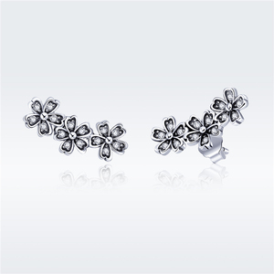 Contracted <strong>Daisy</strong> Stud <strong>Earrings</strong> 925 Sterling <strong>Silver</strong> Flower <strong>Earrings</strong> for Women - Product Image 2