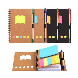 New Spiral Notebook Lined Pen Holder Novelty Combined Notepad With Sticky Note