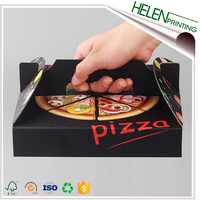 Hochwertiger 12-Zoll-Wellpappkarton Benutzer definierte schwarze Pizzas ch achtel Voll farbig bedruckter Falt karton aus Papier