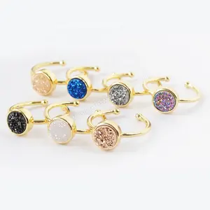 Zg0361 Mode Sieraden Natuurlijke Dryzy Agaat Ring Verstelbare Gouden Sieraden Ringen Voor Vrouwen