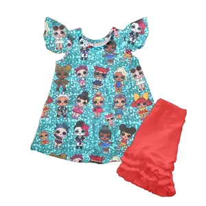 Del bambino del commercio all'ingrosso abito disegni di fantasia boutique di abbigliamento delle ragazze di estate insieme dei vestiti