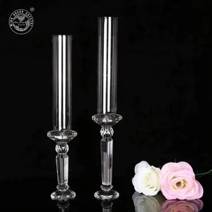 Cilindros de alta Único Titular da Tabela Do Casamento Decoração Candlestick Castiçais de Cristal