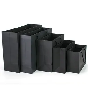 Luxe Boutique Verpakking Custom Print Black Private Label Gift Papieren Zak A4 Size