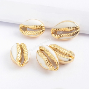 G1690 Großhandel Goldene kauri shell perlen kauri shell gold überzogene perlen für schmuck machen - Product Image 1