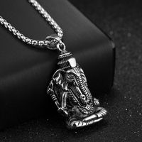 Collar con colgante de Dios indio, Lord Ganesha, elefante, regalo, collar de acero inoxidable chapado en oro