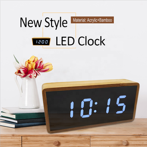 EMAF jam <span class=keywords><strong>Alarm</strong></span> Digital, paket kustom cermin LED Digital bambu kayu <span class=keywords><strong>Alarm</strong></span> meja elektronik Snooze <span class=keywords><strong>Alarm</strong></span> waktu Digital jam samping tempat tidur - Product Image 5