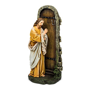 Escultura Artesanal de Resina de Jesús Llamando a la Puerta - Ideal como Recuerdo Religioso Renacentista - Product Image 1