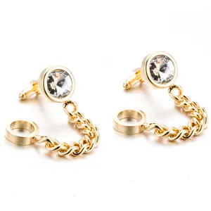High Quality Double <strong>Initial</strong> Custom logo Engraved Blanks Pen Set Chain Crystal <strong>Cufflink</strong> - Product Image 1