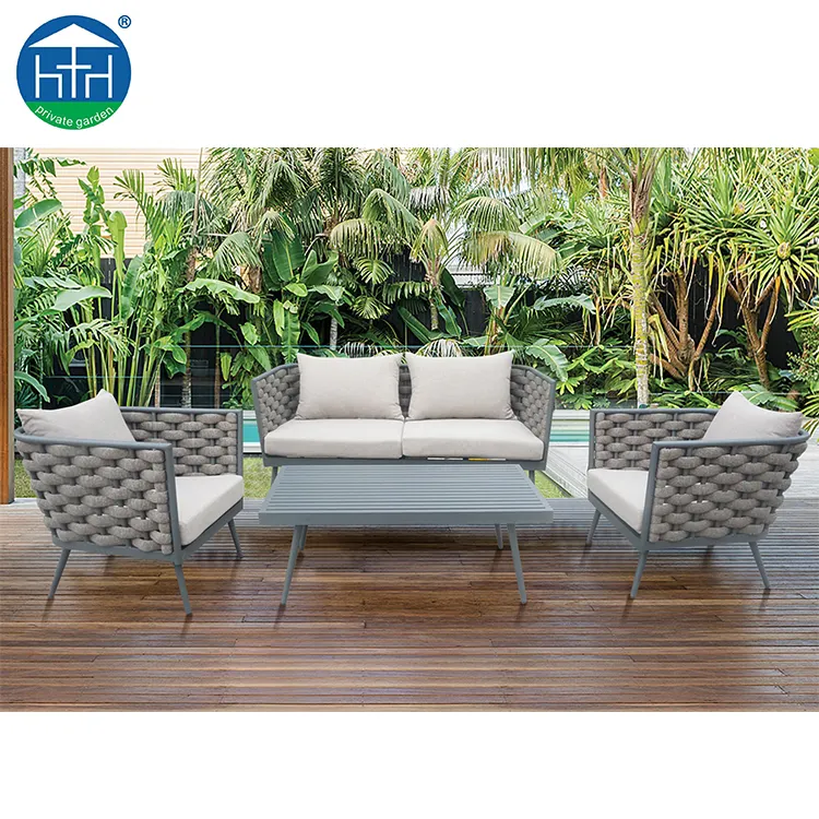 Popolare PE vimini Patio conversazione divano divano Rattan mobili da giardino all'aperto divano