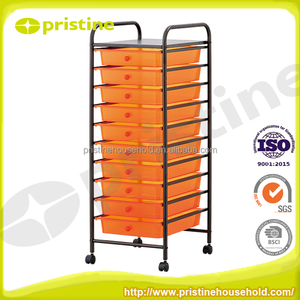 OEM satış organizatör fabrika ev banyo kabini üretici MIT DIY ofis sepeti renkli 10 tier plastik çekmece ile tekerlekler - Product Image 6